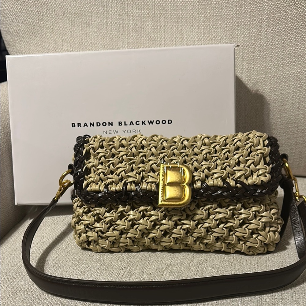 Brandon Blackwood Cream and Brown Bag with Woven Texture 🥰🥰🥰